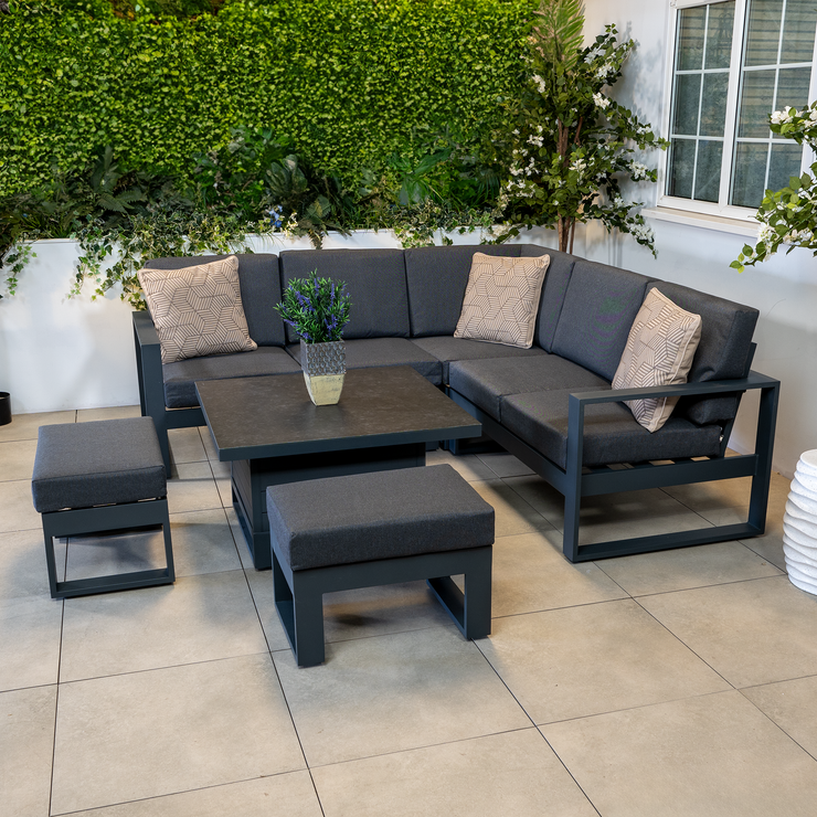 Bracken Outdoors Portland Aluminium Compact Corner Garden Furniture Set with Adjustable Table