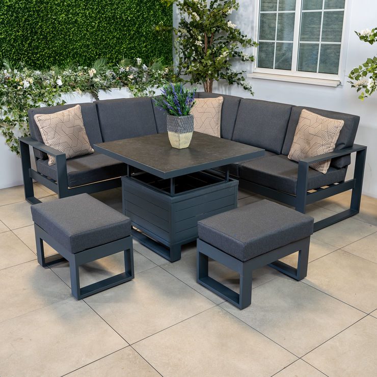 Bracken Outdoors Portland Aluminium Compact Corner Garden Furniture Set with Adjustable Table
