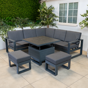 Bracken Outdoors Portland Aluminium Compact Corner Garden Furniture Set with Adjustable Table