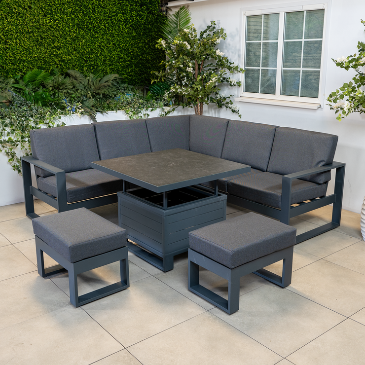 Bracken Outdoors Portland Aluminium Compact Corner Garden Furniture Set with Adjustable Table