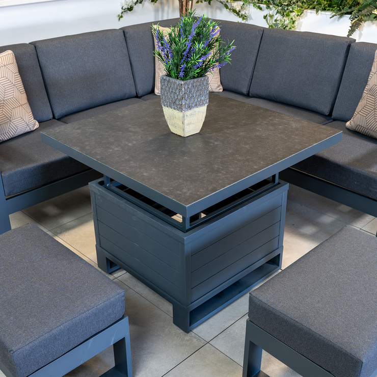 Bracken Outdoors Portland Aluminium Compact Corner Garden Furniture Set with Adjustable Table