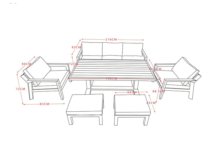 Bracken Outdoors Seville Aluminium Lounge Sofa Garden Furniture Casual Dining Set
