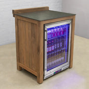 Draco Grills Teak 6 Burner Outdoor Kitchen with Modular Sink and Single Fridge