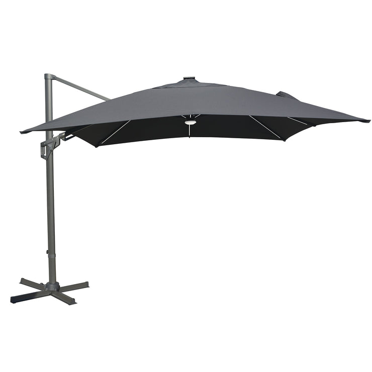Bracken Outdoors Napoli Grey 3m x 3m Square Cantilever Parasol With LED Lights *Damaged Box*
