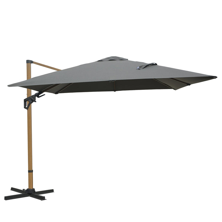 Bracken Outdoors Verona Grey 3m x 3m Square Wood Effect Cantilever Parasol