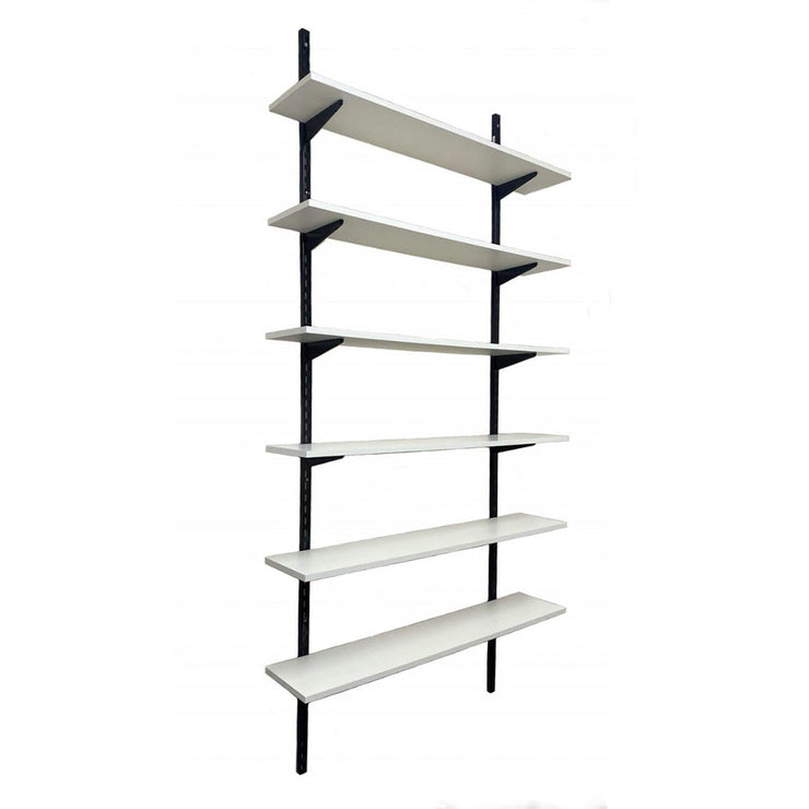 Twin Slot Wall Mounted Shelving - 600mm Wide - Melamine - Black