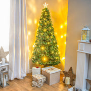 2ft - 7ft Green Fibre Optic Christmas Tree with Warm White LED's and Fibre Optic Lights
