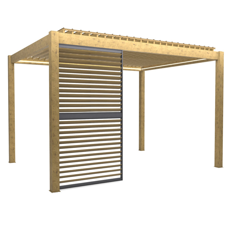 Bracken Outdoors Wood Effect Louvre Shutters Fixed Panel for 4m Garden Pergola