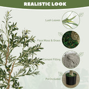 HOMCOM Indoor Artificial Plant, Faux Potted Silk Olive Tree, 150cm