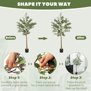 HOMCOM Indoor Artificial Plant, Faux Potted Silk Olive Tree, 150cm