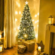 2ft - 7ft Green Fibre Optic Christmas Tree with Warm White LED's and Fibre Optic Lights