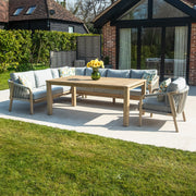 Bracken Outdoors Charlton Acacia Wood and Rope Garden Furniture Corner Sofa and Chair with Dining Table