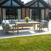 Bracken Outdoors Charlton Acacia Wood and Rope Garden Furniture Corner Sofa and Chair with Dining Table