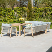 Bracken Outdoors Charlton Acacia Wood and Rope Garden Furniture Corner Sofa and Chair with Dining Table