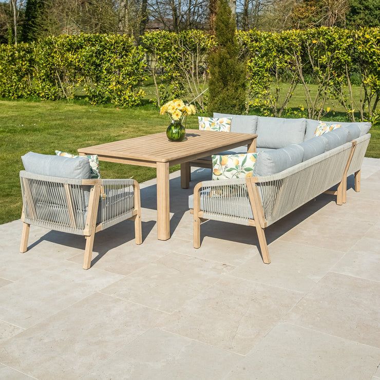 Bracken Outdoors Charlton Acacia Wood and Rope Garden Furniture Corner Sofa and Chair with Dining Table
