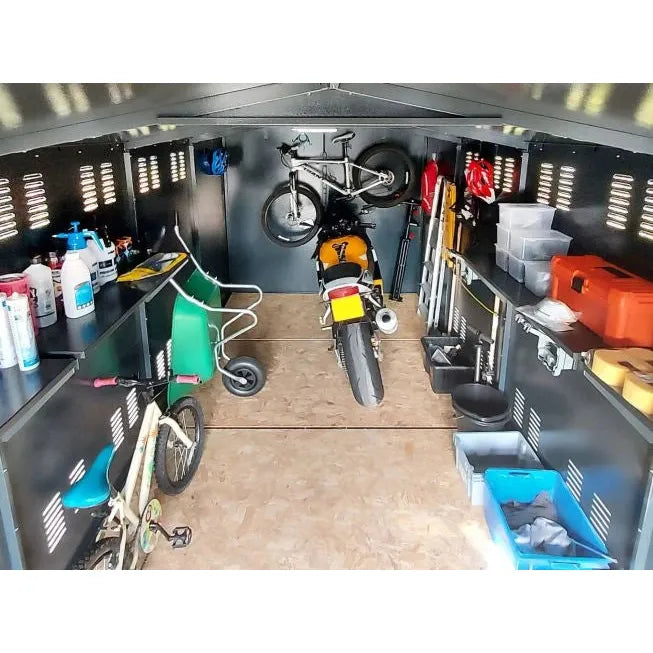 Asgard Motorcycle Storage Shed (Gladiator) 7ft 4" x 18ft 1" - Police Preferred Specification