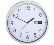 Home Day and Date Wall Clock - Silver