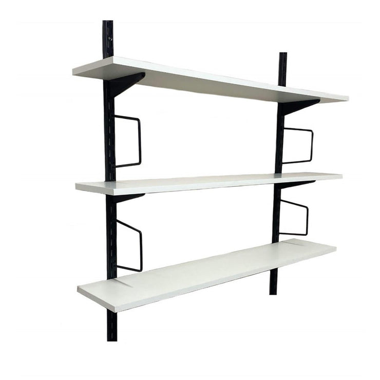 Twin Slot Wall Mounted Shelving - 600mm Wide - Melamine - Black