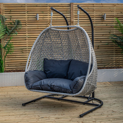 Robert Charles Double Hanging Cocoon Egg Chair with Cushion