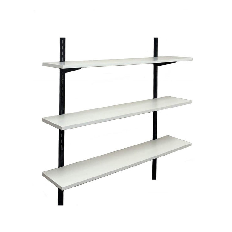 Twin Slot Wall Mounted Shelving - 600mm Wide - Melamine - Black