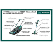 McGregor 34cm 1400W Mower & 25cm 350W Grass Trimmer